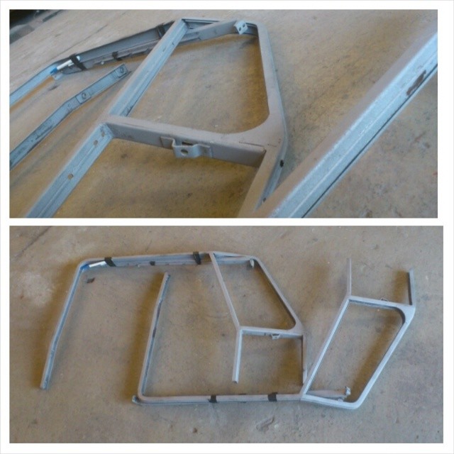 Sandblasted door window frames for the bus...