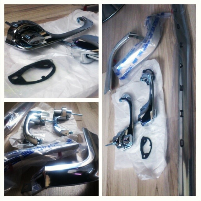More new chrome parts for 1963 Impala today. Door handles, hood trim, eyebrow moldings...