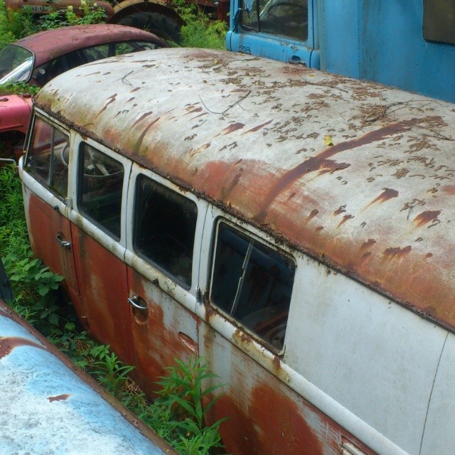 This bus was driven and parked here 35 years ago with only a broken handbrake cable. But it was never fixed and look at it now. What a shame!