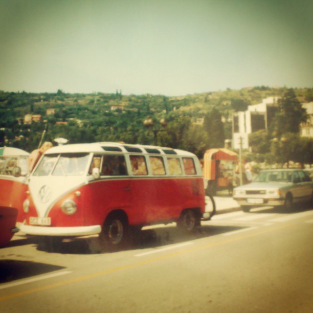 My bus on the Riviera near Monaco in the early 80's. 7000km long roadtrip thru Europe. How cool!