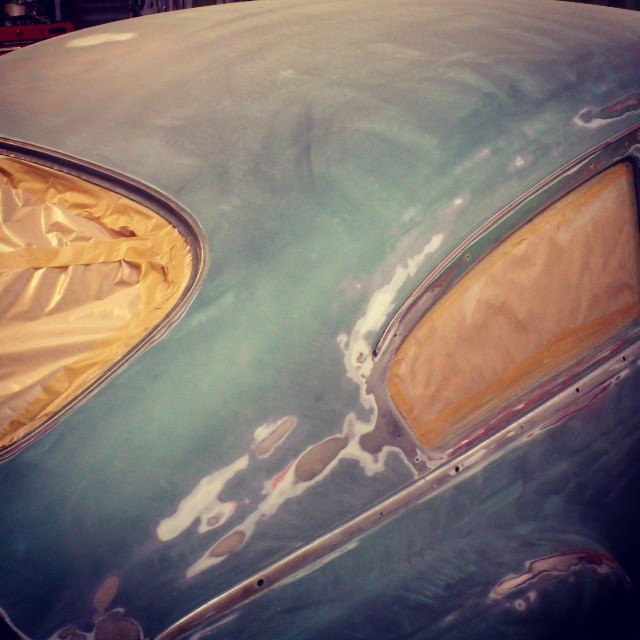 Sanding roof on the Fleetline tonight...