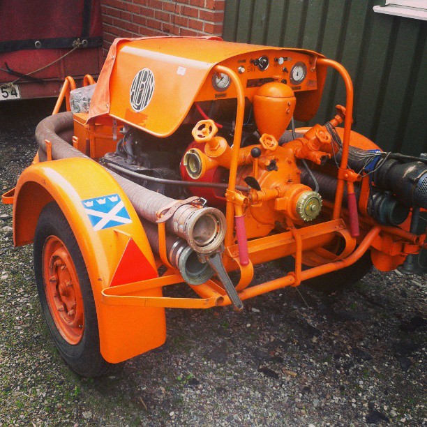 Swedish Firedepartment. Old waterpump powered by 1200cc VW engine. Almost a brandnew VW engine!