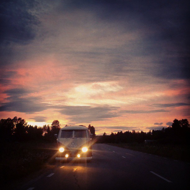 Surfbus in sunset