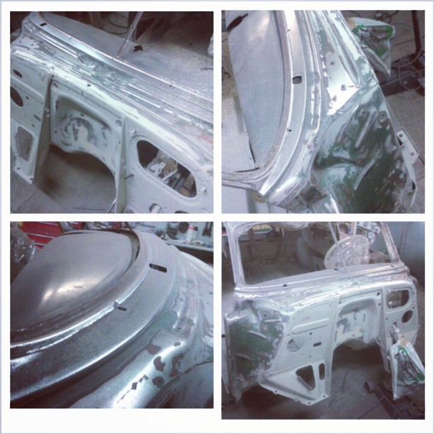 Raw metal. Bodywork started! 1951 Chevrolet Fleetline Deluxe lowrider project.