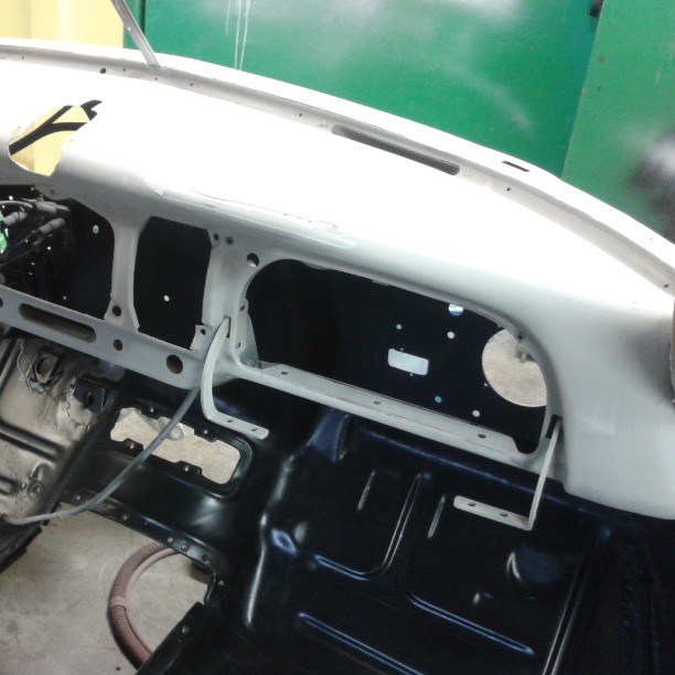 1951 Chevy dashboard. Empty and in primer.